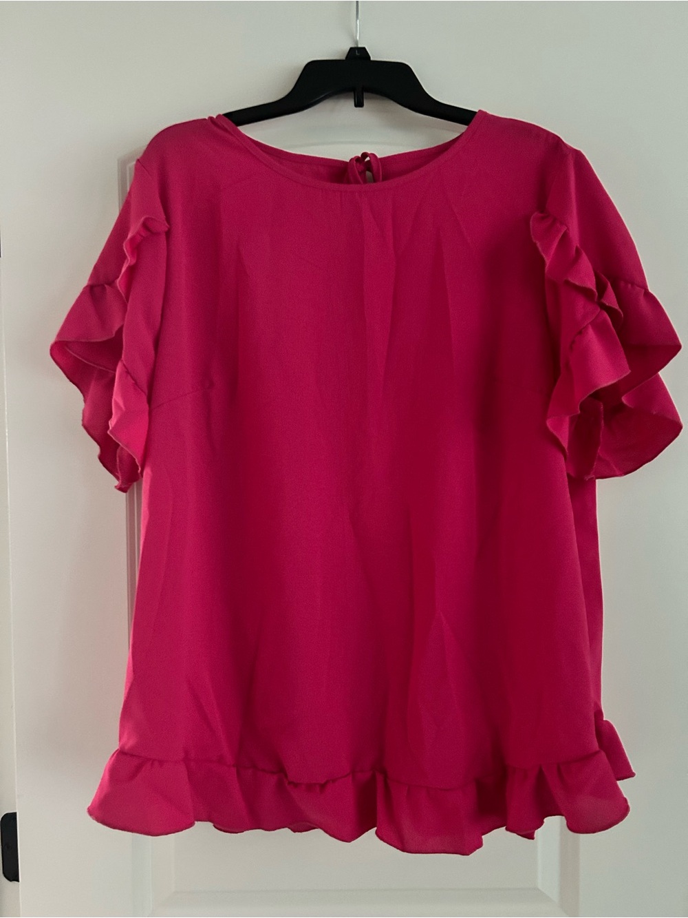 SHEIN Hot Pink Ruffle Sleeve Blouse